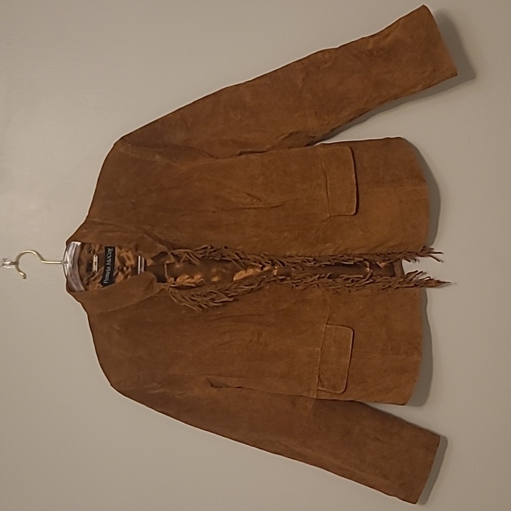 Pamela McCoy Sensational Genuine Suede Fringed Jacket, Large, Like New